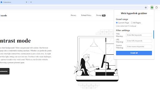 Web hyperlink grabber screenshot