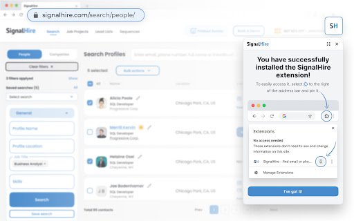 SignalHire - find email or phone number screenshot