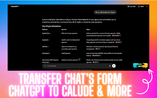 AI Chat Transfer – Export, Import, Continue Conversations Across All AI screenshot
