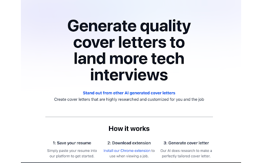 Tech Cover Letter Generator screenshot