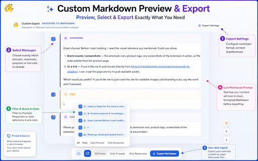 Genspark to Obsidian markdown file screenshot