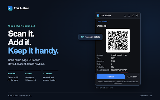 2FA Code Generator & QR Scanner screenshot