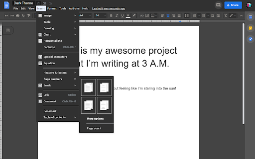 Google Docs Dark Mode screenshot