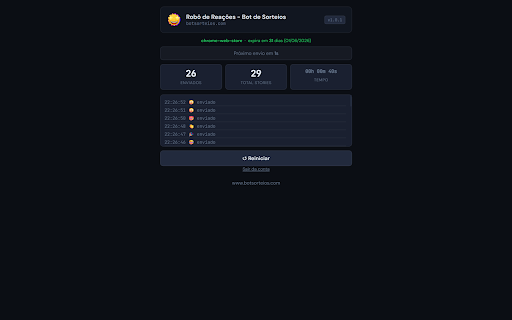Robô de Reações - Bot de Sorteios screenshot