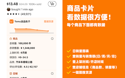 Temu选品助手 - 免费Temu选品与数据分析 screenshot