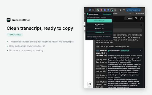 TranscriptSnap screenshot