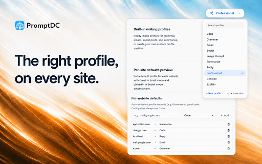 PromptDC – AI Prompt & Writing Assistant screenshot