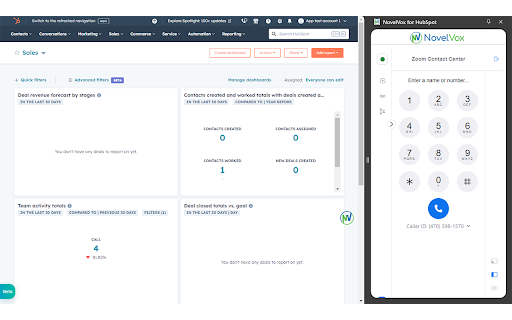 NovelVox Smart CTI Connector for Hubspot screenshot