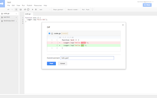 Google Apps Script GitHub Assistant screenshot