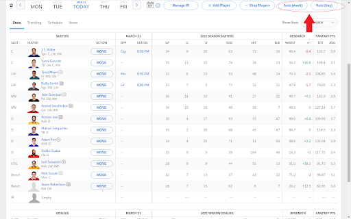 ESPN NHL Fantasy Team Auto Setup screenshot
