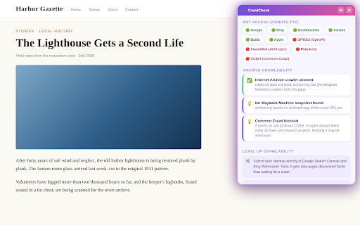 CrawlCheck screenshot