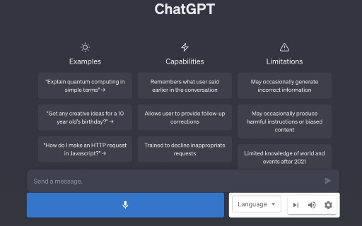 Voice control for chatGPT screenshot