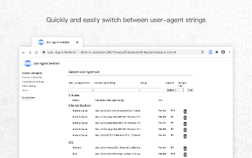 User Agent Switcher screenshot