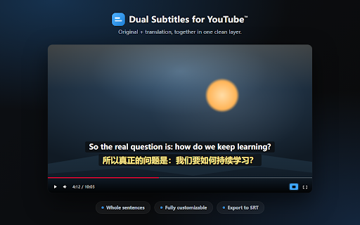 Dual Subtitles for YouTube™ screenshot