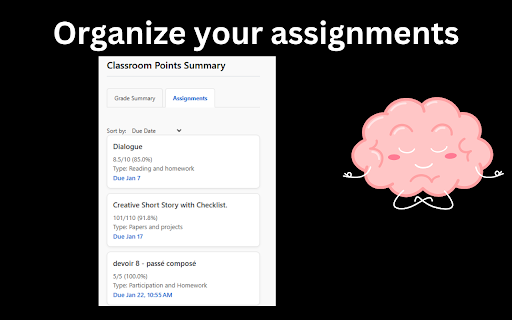 Google Classroom Grade Finder screenshot