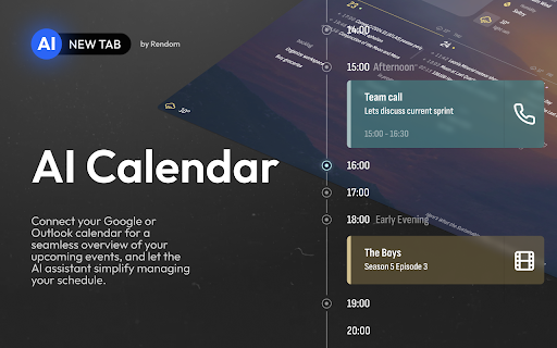 AI New Tab: Calendar, Tasks, ChatGPT screenshot