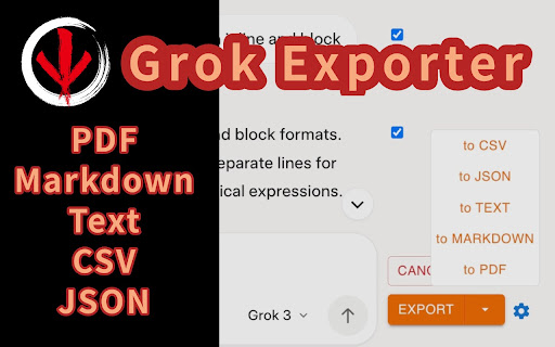 AI Grok Exporter - Grok to PDF, MD, and more screenshot
