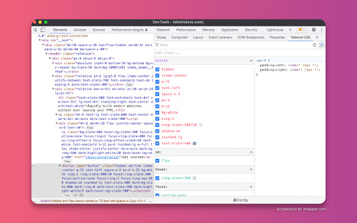 Tailwind CSS Devtools screenshot