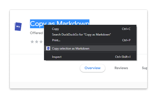 Copy as Markdown screenshot