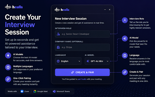 hCalls - Real-Time AI Interview Assistant & Copilot screenshot