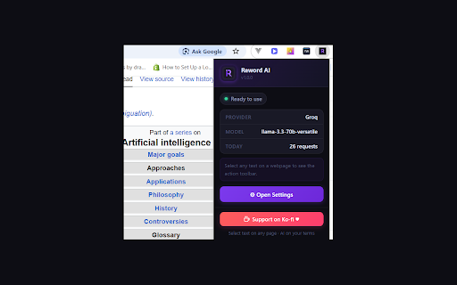 Reword AI screenshot