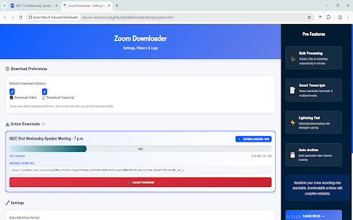Zoom Video & Transcript Downloader screenshot