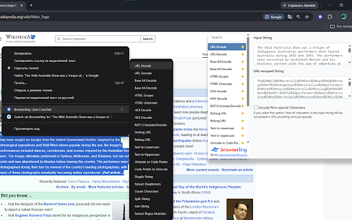 Browserling Data Cruncher – Encode and Decode Text screenshot