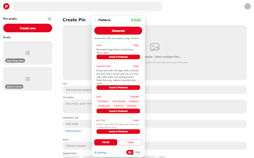 PinMate - Pinterest Content Generator screenshot