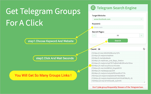 Telegram Group and Channel Search Tool screenshot