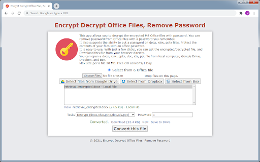 Encrypt Decrypt DOCX, XLSX, PPTX Files screenshot