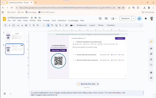 YuJa Engage for Google Slides screenshot