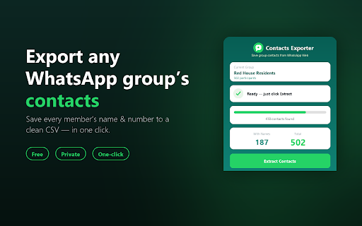 WhatsApp Group Contacts Exporter — Members to Excel/CSV screenshot