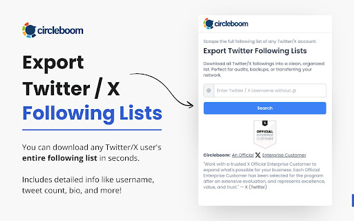 Circleboom Export Twitter/X Following screenshot