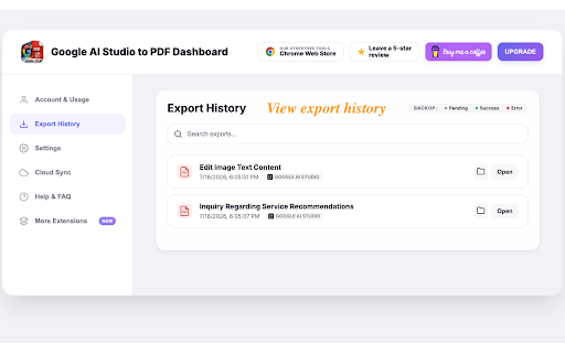 Export Google AI Studio Chats to PDF: Download Google AI Studio Chats screenshot