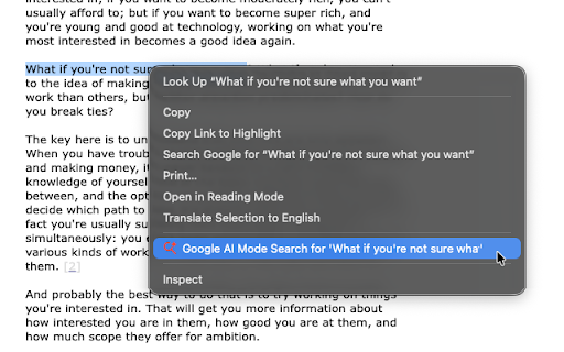 Google™ AI Mode Search screenshot