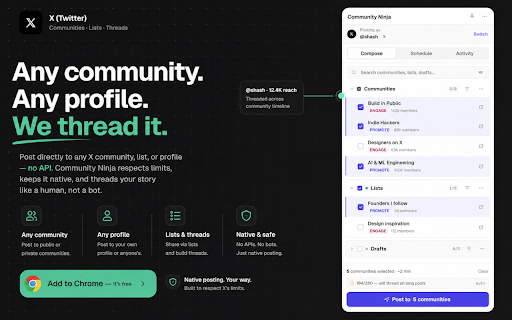 Community Ninja: AI Social Outreach & Auto-Poster screenshot