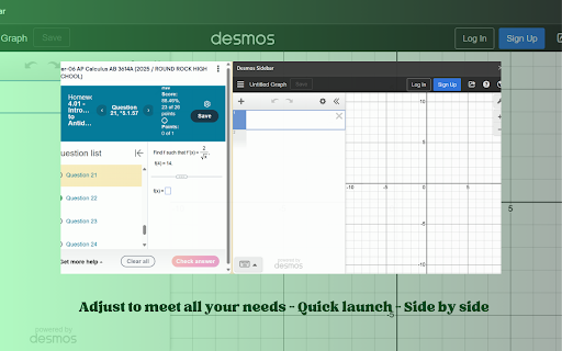 Desmos Sidebar screenshot