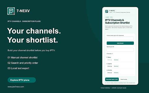 7-NEXV — IPTV Channels & Subscription Shortlist screenshot
