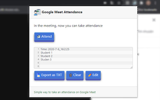 Attendance for Google Meet™ screenshot