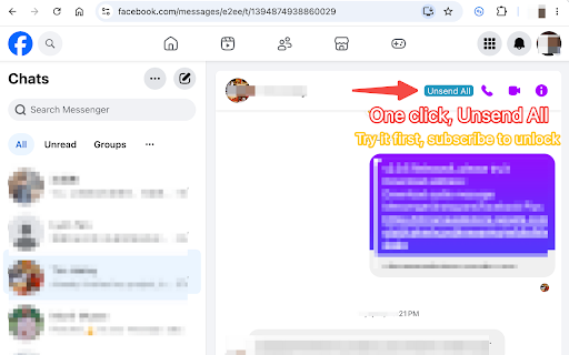Unsend messages for Facebook™ and Messenger screenshot