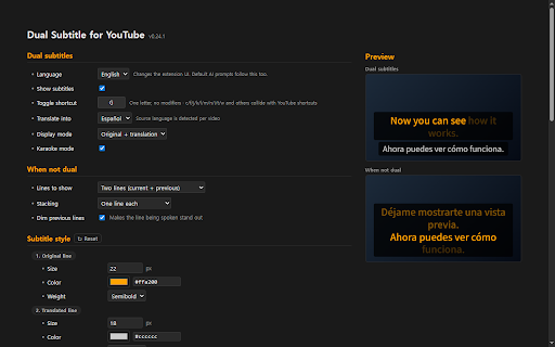 Dual Subtitle for YouTube screenshot