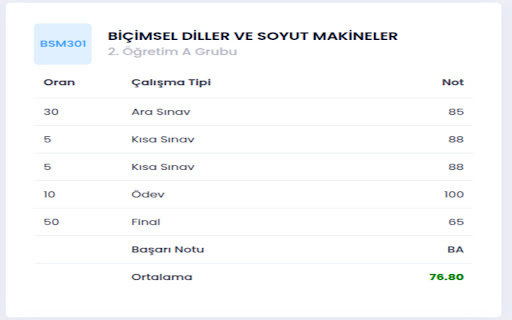 Sabis Not Hesaplayıcı screenshot