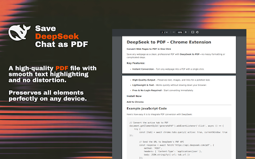 Deepseek to PDF, Word, Markdown export screenshot