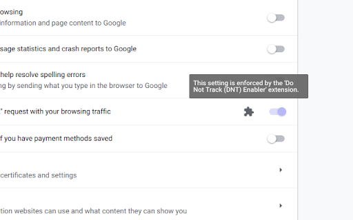 Do Not Track (DNT) and Global Privacy Control (GPC) Enabler screenshot
