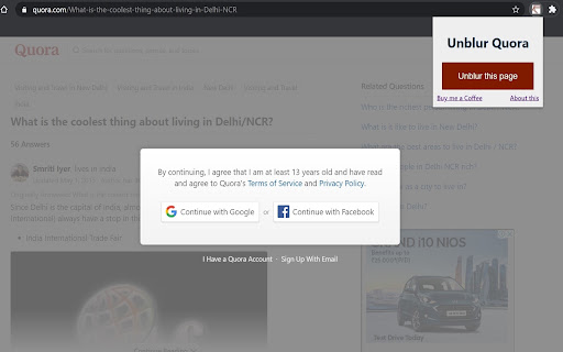 UnBlur Quora screenshot