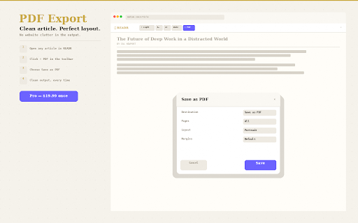 READR – Clean page, one click screenshot