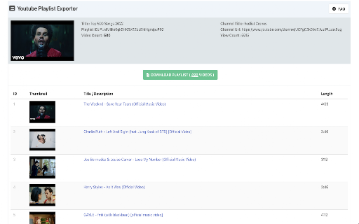 Youtube Playlist Exporter screenshot
