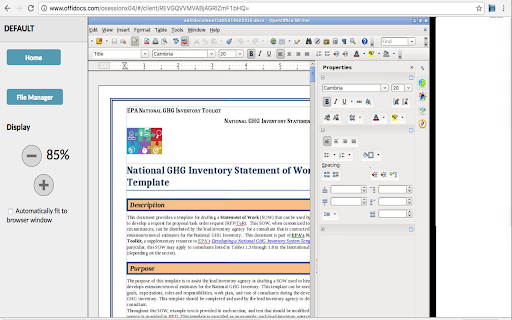 OpenOffice Writer online for Word documents screenshot