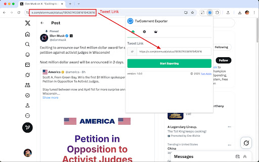 Export Twitter Comments screenshot