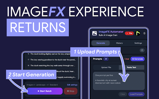 ImageFX Automator - Bulk AI Image Generation with Nano Banana 2 & Pro screenshot